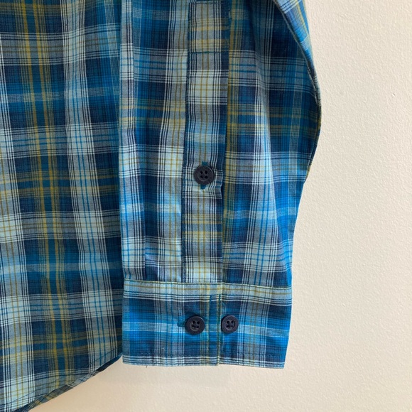 Columbia Battle Ridge Shirt Mens Large Blue Plaid Regular Fit Zip Pocket - Picture 5 of 7